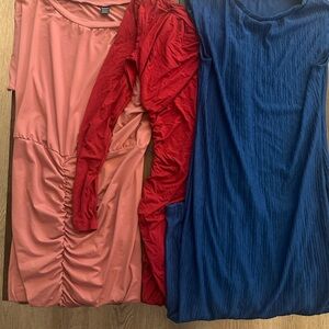 SHEIN Chic Trio of Dresses in Pink, Red, and Blue